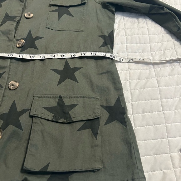 Knox Rose Olive Green Star Print Utility Jacket | Women’s M Military Inspired - Picture 9 of 10
